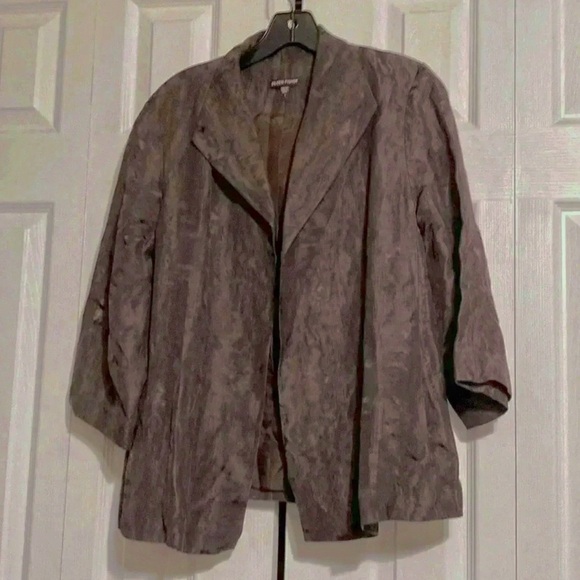 Eileen Fisher brown ramie cotton silk lined blazer jacket size SMALL - Picture 1 of 12